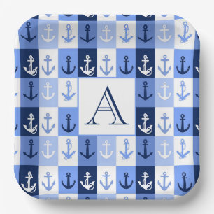 Anchors  monogram paper plates