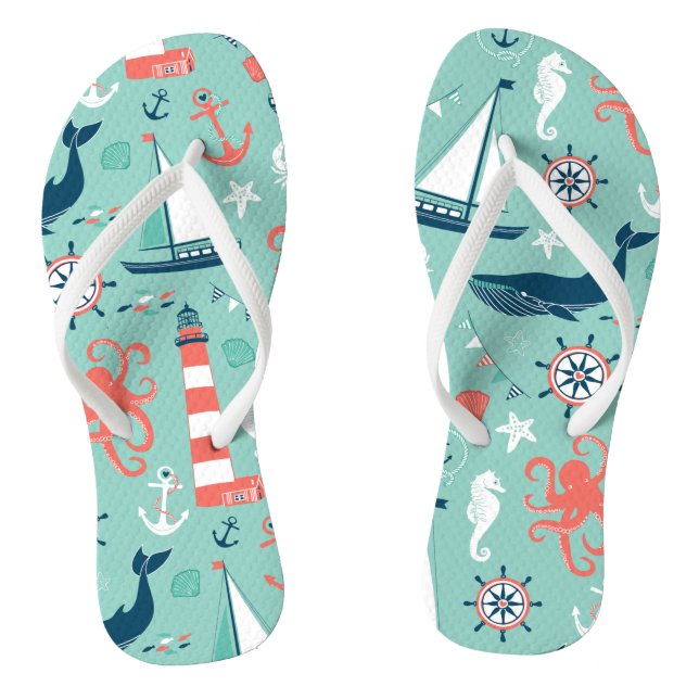 Anchors Nautical Sealife Flip Flops (Footbed)