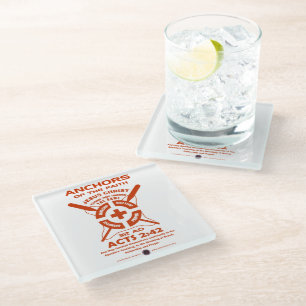Anchors of the Faith Glass Coaster