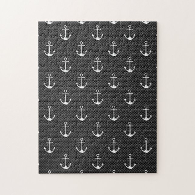 Anchors on Black Carbon Fiber Pattern Jigsaw Puzzle (Vertical)