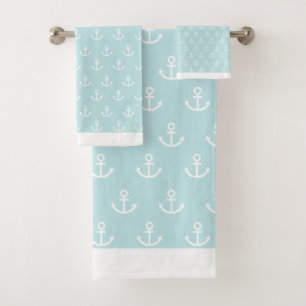Anchors on Light Blue  Bath Towel Set