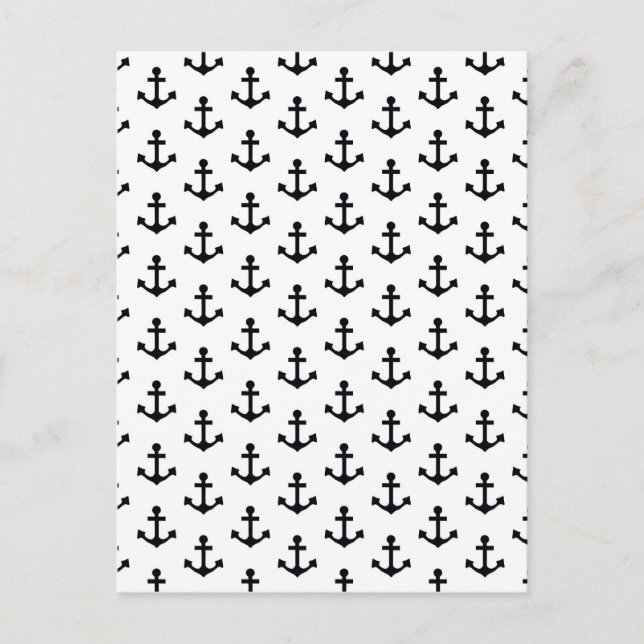 Anchors Pattern Nautical Black White Sailor Postcard (Front)