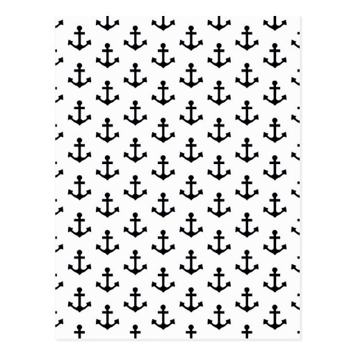 Image of Anchors Pattern Nautical Black White Sailor Postcard