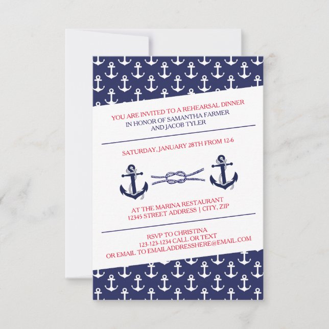 Anchors Rehearsal Dinner - 3X5 Invitation (Front)
