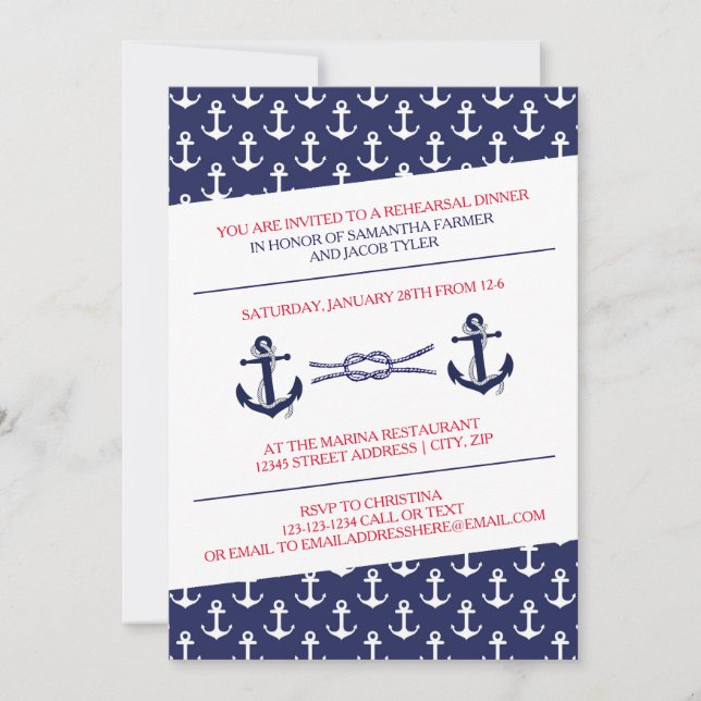 Anchors Rehearsal Dinner - Invitation (Front)