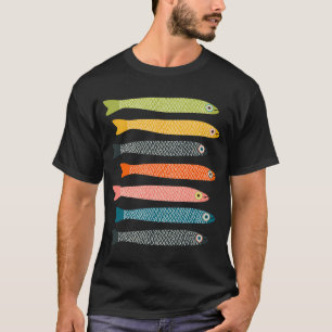 ANCHOVIES Bright Graphic Fun Groovy Fish in Vintag T-Shirt