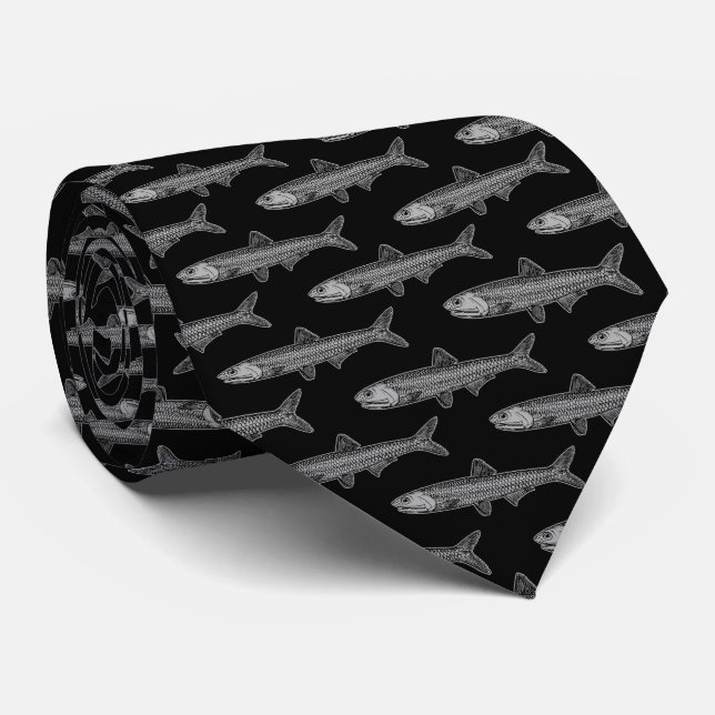 Anchovy Pattern - Black and 30% Grey Tie (Rolled)