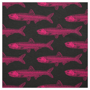 Anchovy Pattern - Neon Red and Black Fabric