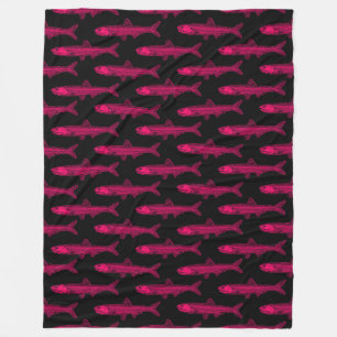 Anchovy Pattern - Neon Red and Black Fleece Blanket