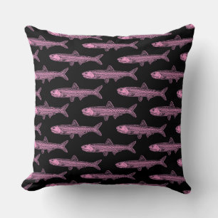 Anchovy Pattern - Pink and Black Cushion