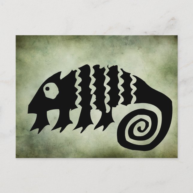 ancient african tribal symbols linocut postcard (Front)