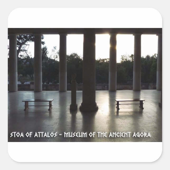 Ancient Agora of Athens, Greece. Stoa of Attalos Square Sticker (Front)
