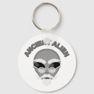 Ancient Alien Head Newsprint Key Ring