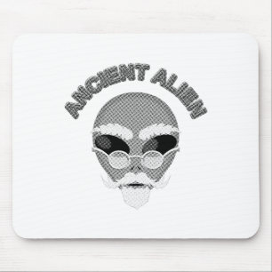 Ancient Alien Head Newsprint Mouse Mat