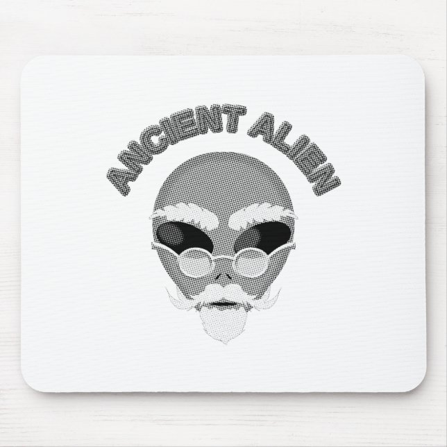 Ancient Alien Head Newsprint Mouse Mat (Front)