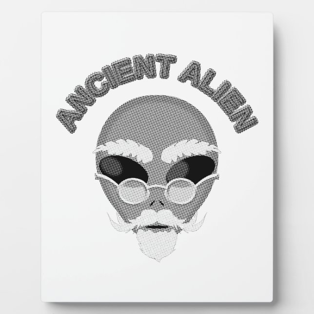 Ancient Alien Head Newsprint Plaque (Front)