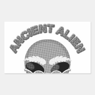 Ancient Alien Head Newsprint Rectangular Sticker