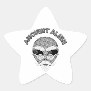 Ancient Alien Head Newsprint Star Sticker