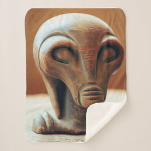 Ancient Alien Statue Sherpa Blanket