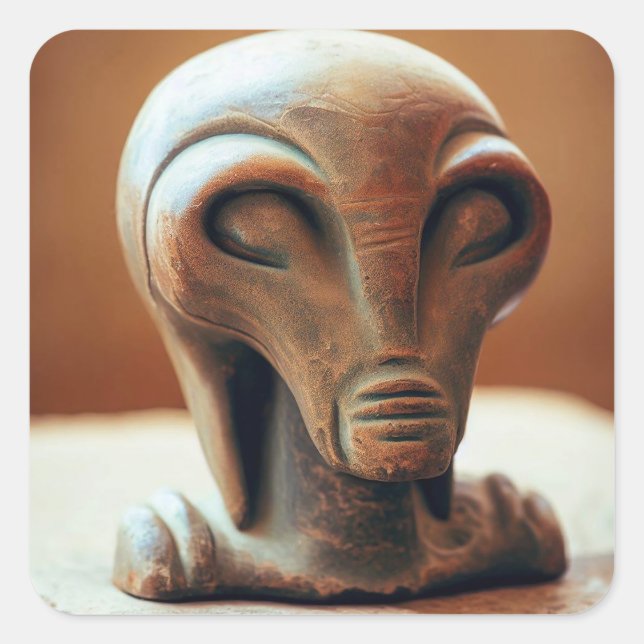 Ancient Alien Statue Square Sticker (Front)