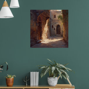 Ancient Alleyway – Sunlit Old World Passage Print