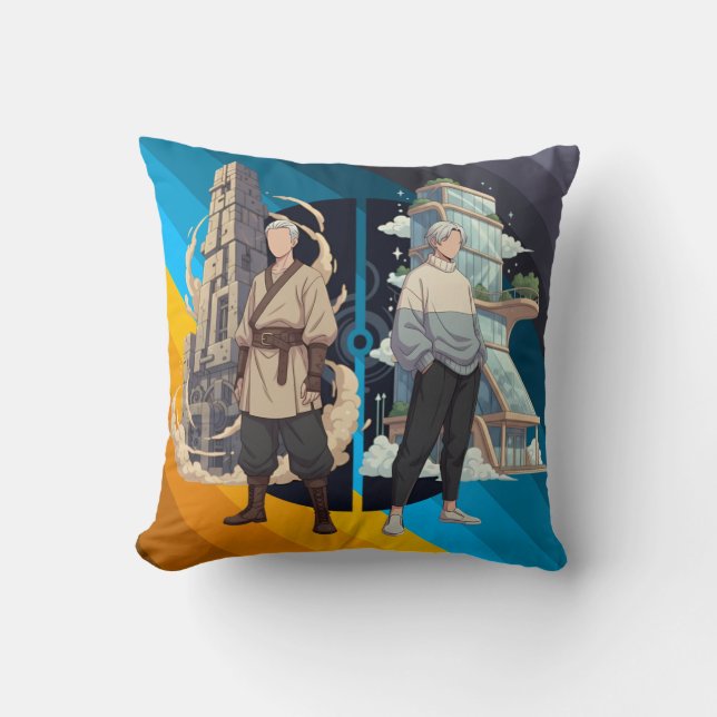 Ancient and Modern Architecture Contrast Art Cushion (Front)