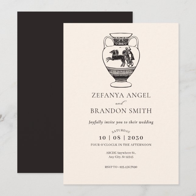 Ancient antique empire vase vintage art invitation (Front/Back)