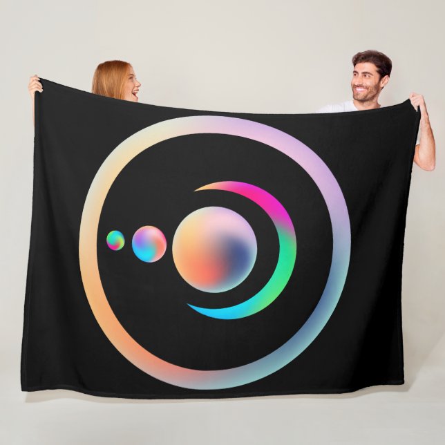 Ancient Art Alien Rainbow Crop Circles Fleece Blanket (In Situ)