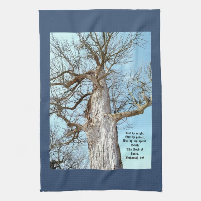 Ancient Ash Zechariah 4:6  Tea Towel (Vertical)