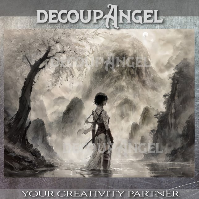 Ancient Asian Female Warrior - decoupage -  Tissue Paper (Creator Uploaded)