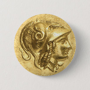 Ancient Athena Coin 6 Cm Round Badge