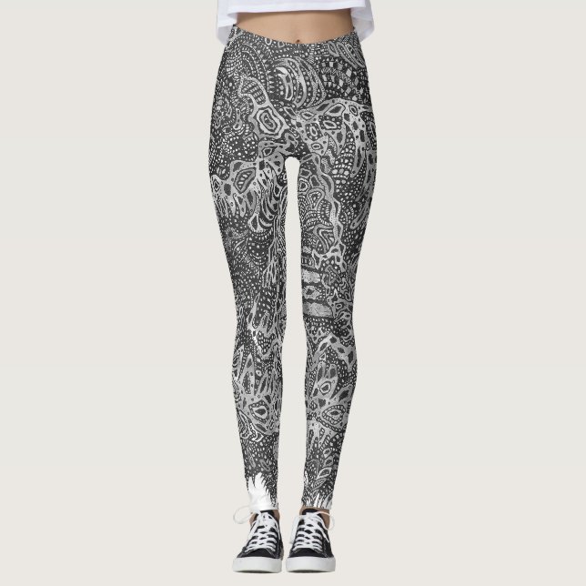 Ancient beauty black an white leggings (Front)