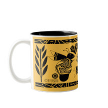Ancient bees and flowers on very gold mug3
