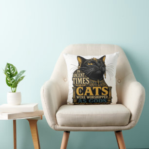 Ancient Black Cat Attitude Cushion