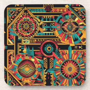 Ancient Blue "Aztec Dream" Cork-Backed Coaster Set