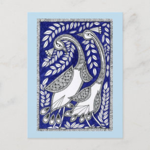 Ancient Blue Kalamkari Post Card