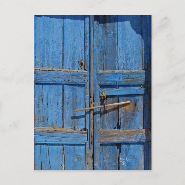 Ancient Blue Weathered Doorway Urbex Postcard (Front)
