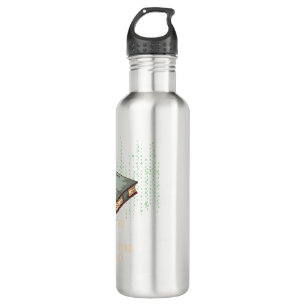 Ancient Book With Binary Code Quote for Tech Geek 710 Ml Water Bottle