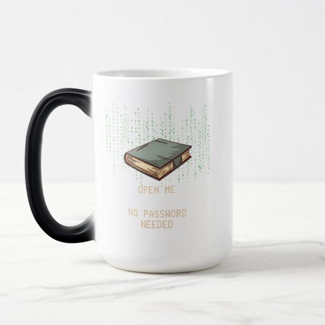 Ancient Book With Binary Code Quote for Tech Geek Magic Mug (Left)