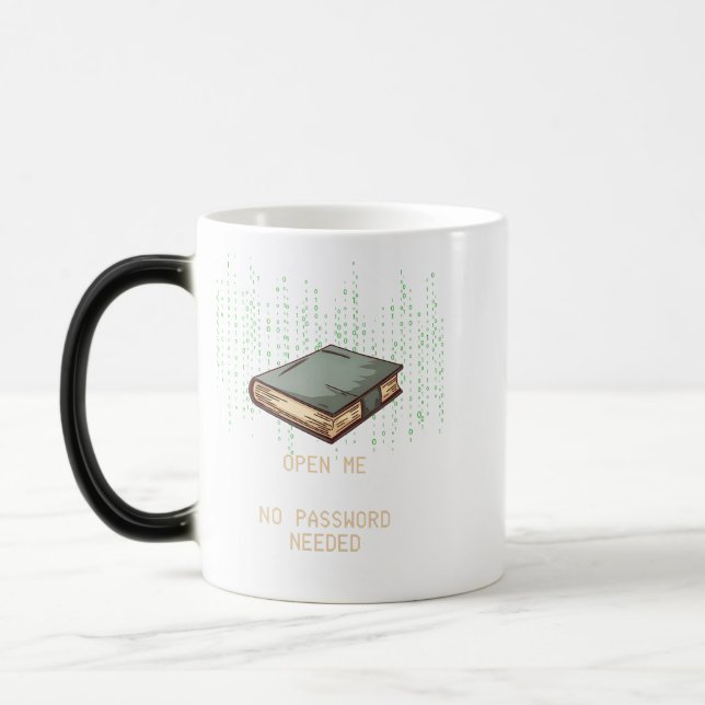 Ancient Book With Binary Code Quote for Tech Geek Magic Mug (Left)
