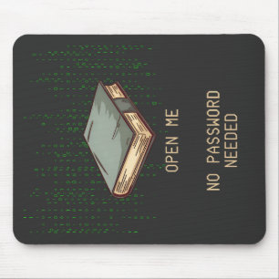 Ancient Book With Binary Code Quote for Tech Geek Mouse Mat