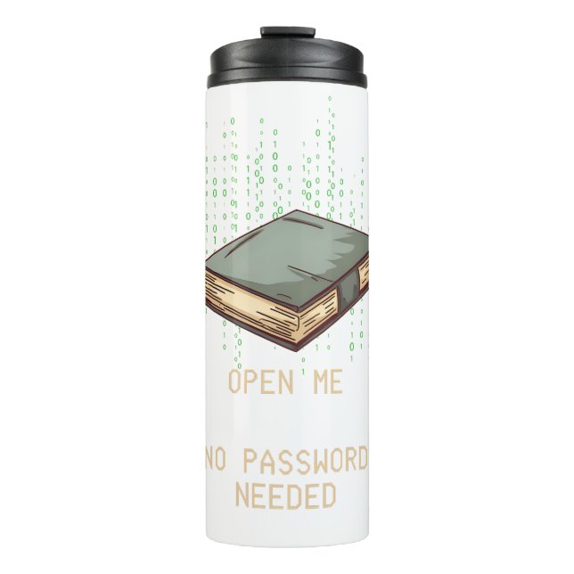 Ancient Book With Binary Code Quote for Tech Geek Thermal Tumbler (Front)