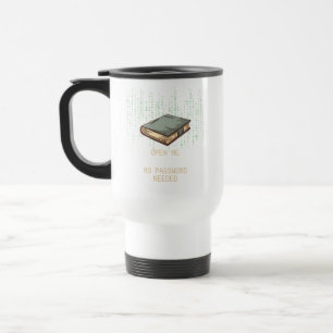 Ancient Book With Binary Code Quote for Tech Geek Travel Mug
