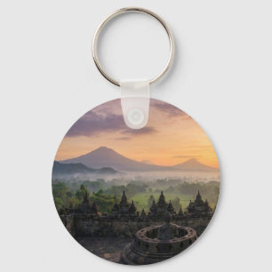 Ancient Borobudur Temple Java Indonesia Keychain