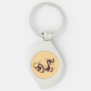 Ancient brown mystical dragon key ring