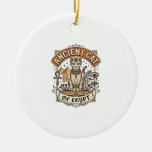 Ancient Cat Of Egypt Cat Ancient Egypt Vintage Vec Ceramic Tree Decoration