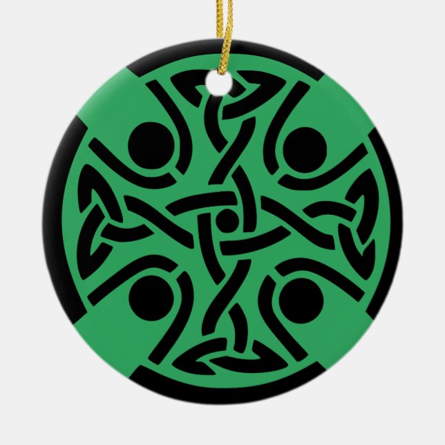 Ancient Celtic Cross Knotwork Fine Art Ceramic Tree Decoration (Front)