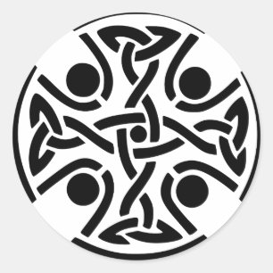 Ancient Celtic Cross Knotwork Fine Art Classic Round Sticker