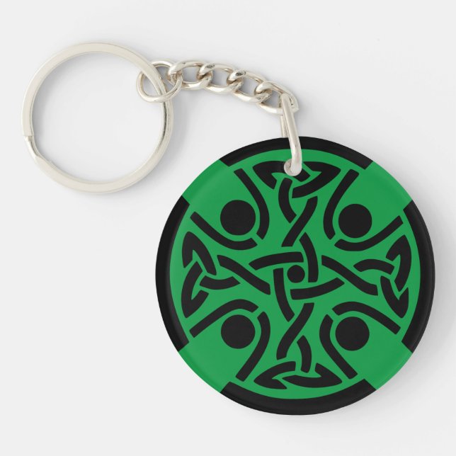Ancient Celtic Cross Knotwork Fine Art Key Ring (Front)