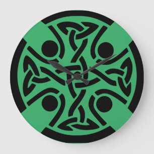 Ancient Celtic Cross Knotwork Fine Art Large Clock